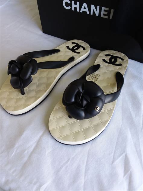 chanel flip flops with flower|chanel sandals official website.